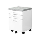 Monarch Specialties 7051 3-Drawer Filing Cabinet - White/Cement-Look -Includes 5 castors for ease of mobility (2 locking, 3 non-locking)