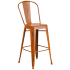 Flash Furniture – Tabouret de bar de 30 po en métal vieilli avec dossier, pour intérieur, orange (ET353430OR)-Capacité de poids de 500 lb
