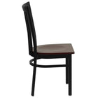 Flash Furniture HERCULES Series Black School House Back Metal Restaurant Chair - Mahogany Wood Seat - 2 Pack-Mahogany Finished Wood Seat