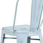 Flash Furniture Commercial Grade 30" High Distressed Green-Blue Metal Indoor-Outdoor Barstool with Back-Footrest