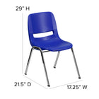 Flash Furniture HERCULES Series Navy Ergonomic Shell Stack Chair with Chrome Frame & 16" Seat Height-Double Support Rails