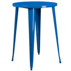 30'' Round Blue Metal Indoor-Outdoor Bar Table Set with 2 Cafe Barstools [CH-51090BH-2-30CAFE-BL-GG]-Blue Powder Coat Finish