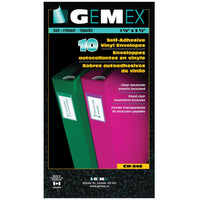 Gemex - Enveloppes Autocollantes en vinyle avec insertions, clair, 1-1/8" x 3-1/2", 10 Pqt-La bande auto-adhésive se fixe rapidement et facilement au dos de la reliure des cartables et classeurs
