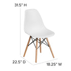 Flash Furniture Elon Series Plastic Chair with Wooden Legs - White-Designed for Commercial Use