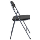 Flash Furniture HERCULES Vinyl Metal Folding Chair with Carrying Handle - Black - 4 Pack-Easy to Clean Upholstery