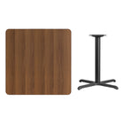 Flash Furniture 36'' Square Laminate Table Top, Walnut with 30'' x 30'' Table-Height Base (XUWA3636T3030)-Walnut Laminate Top