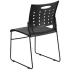 Flash Furniture HERCULES Series Black Sled Base Stack Chair with Air-Vent Back-Black Plastic Seat and Back