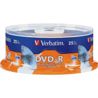 Verbatim 4.7GB DVD-R, 16x, White Printable, 25 Pack Spindle-Customize each disc with crisp text and full colour graphics along with reliable high-speed recording