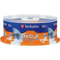 Verbatim 4.7GB DVD-R, 16x, White Printable, 25 Pack Spindle-Customize each disc with crisp text and full colour graphics along with reliable high-speed recording
