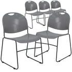 Flash Furniture HERCULES Series Grey Ultra-Compact Stack Chair with Black Powder Coated Frame-880 lb. Weight Capacity