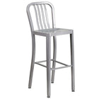 30'' Round Silver Metal Indoor-Outdoor Bar Table Set with 2 Vertical Slat Back Barstools [CH-51090BH-2-30VRT-SIL-GG]-4