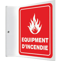 Accuform Signs "equipement D'Incendie" Projection Sign, 8" x 8", Plastic, French With Pictogram-Display Type Bolt-On