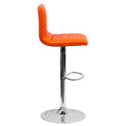 Flash Furniture Contemporary Orange Vinyl Adjustable Height Barstool with Horizontal Stitch Back & Chrome Base-Orange Vinyl Upholstery