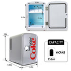 Coca-Cola Diet Coke Portable 6 Can Thermoelectric Mini Fridge Cooler/Warmer - 4 L / 4.2 qt-Keeps items cool to 32 degreeF (18 degreeC) below room temperature