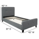 Flash Furniture Tribeca Twin Size Tufted Upholstered Platform Bed - Dark Grey Fabric-Tufted Upholstery