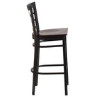 Flash Furniture HERCULES Series Black Window Back Metal Restaurant Barstool - Walnut Wood Seat-Window Back Design