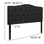 Flash Furniture - Tête de lit Cambridge double touffetée et rembourrée en tissu noir-Supports en métal noir avec fentes de rail de lit pour réglage