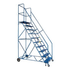 Kleton Rolling Step Ladders, 10 Steps, 30" Step Width, 89" Platform Height, Steel-Frame Material: Steel