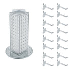 Azar Interlock Peg Tower with Revolving Base and Hooks - 4" x 4" x 12" - Clear-Sold in multiples of: 1