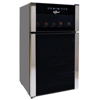 Koolatron 29 Bottle Dual Zone Wine Cooler, 3 cu ft (86L) Freestanding Wine Fridge - Black-Holds 29 standard Bordeaux bottles, 10 in the upper zone and 19 in the lower