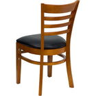 Flash Furniture HERCULES Series Ladder Back Cherry Wood Restaurant Chair - Black Vinyl Seat - 2 Pack-2.5" Thick Foam Padded Seat
