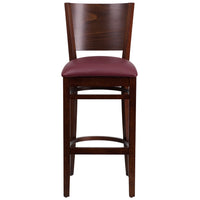 Flash Furniture HERCULES Ladder Back Natural Wood Restaurant Chair - Burgundy Vinyl Seat - 2 Pack-Set of 2 Wood Dining Bar Stools