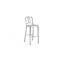 Nicer Furniture Navy Bar Stool Brushed Aluminum - 2 Pack-Curved seat, designed to accommodate long hours of use without physical strain.