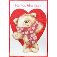 Rosedale Gold Greeting Cards/Envelopes - Happy Valentine's Day Grandson - Juvenile - 5-1/2" x 8" - 6 Pack-Printed on premium uncoated card stock