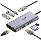 QGeeM 7-in-1 USB A MiniDock HDMI Hub Adapter - 3 USB Ports - SD/Micro Card Reader Compatible with Windows, Android-Sliver And Metal Shell