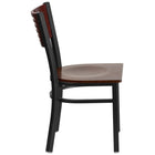 Flash Furniture HERCULES Series Black Slat Back Metal Restaurant Chair - Mahogany Wood Back & Seat - 2 Pack-Mahogany Finished Wood Seat