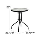 Flash Furniture 23.75" Round Tempered Glass Metal Table-5mm Thick Glass