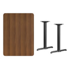 Flash Furniture 30'' x 42'' Rectangular Laminate Table Top, Walnut with 5'' x 22'' Table-Height Bases (XUWA3042T0522)-Walnut Laminate Top