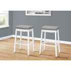 Monarch Specialties 1262 Barstool - Grey Leather-Look/White - 2 Pack-Seats are padded for comfort and upholstered in a grey leather-look fabric with biscuit tufting and trimmed with silver nailheads for a decorative look
