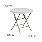 Flash Furniture 32" Round Granite Plastic Folding Table, White-Grey Powder Coated Cross Legs