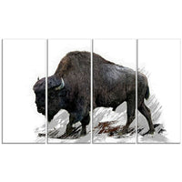 Designart – Imprimé sur toile, bison qui migre, 5 panneaux (PT2333-271)-Impression