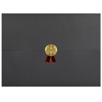 St. James Document/Certificate Holders - Gold Award Seal with Red Ribbon - Black - 5 Pack-Add ceremony, elegance and sincerity to the act of giving recognition