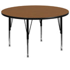 Flash Furniture 60'' Round Activity Table with Thermal Fused Laminate Top and Height Adjustable Pre-School Legs, Oak-Oak Laminate