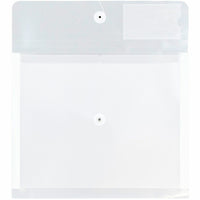 JAM Paper Plastic Envelopes with Button & String Tie Closure & 2 Dividers - Letter Booklet - 12 3/4" x 10 1/2" - Clear - 24 Pack-Colour: Clear