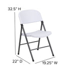 Flash Furniture HERCULES Series Granite Plastic Folding Chair with Charcoal Frame - White-Protective Floor Caps