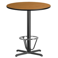 Flash Furniture Laminate 36" X-Base Round Table, Natural (XURD36NTT30B3F)-Bar Height Hospitality Table