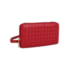 Karla Hanson RFID Blocking Ellie Woven Crossbody Phone Wallet, Red-1 accordion compartment