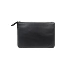 ASHLIN DESIGNER, LEAH, Small Leather Pouch, Natural Milled Cowhide, Black-Two interior zippered pockets