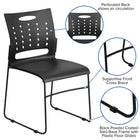 Flash Furniture HERCULES Series Black Sled Base Stack Chairs with Air-Vent Back - 5 Pack-Set of 5 Multipurpose Stack Chairs