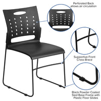 Flash Furniture HERCULES Series Black Sled Base Stack Chairs with Air-Vent Back - 5 Pack-Set of 5 Multipurpose Stack Chairs