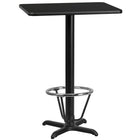 Flash Furniture Dessus de table rectangulaire de 24 po x 30 po en stratifié noir avec anneau de pied-Table d'hospitalité à hauteur de bar