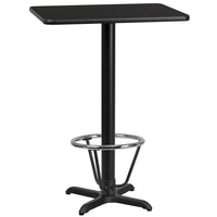 Flash Furniture Dessus de table rectangulaire de 24 po x 30 po en stratifié noir avec anneau de pied-Table d'hospitalité à hauteur de bar