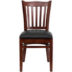 Flash Furniture Darby Slat Back Mahogany Wood Restaurant Chair - Black Vinyl Seat - 2 Pack-Set of 2 Wood Dining Chairs