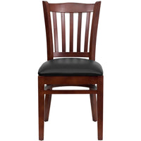 Flash Furniture Darby Slat Back Mahogany Wood Restaurant Chair - Black Vinyl Seat - 2 Pack-Set of 2 Wood Dining Chairs