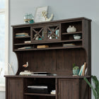 Sauder 422983 Costa Hutch, Coffee Oak-Framed, safety-tempered glass doors with x-brace muntins