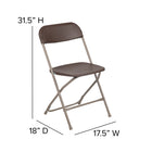 Flash Furniture HERCULES Series Premium Brown Plastic Folding Chair-Double Support Rails